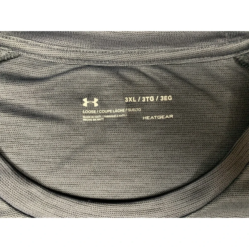 Under Armour HeatGear Shirt Mens 3XL Gray Short Sleeve Athletic Tee Loose